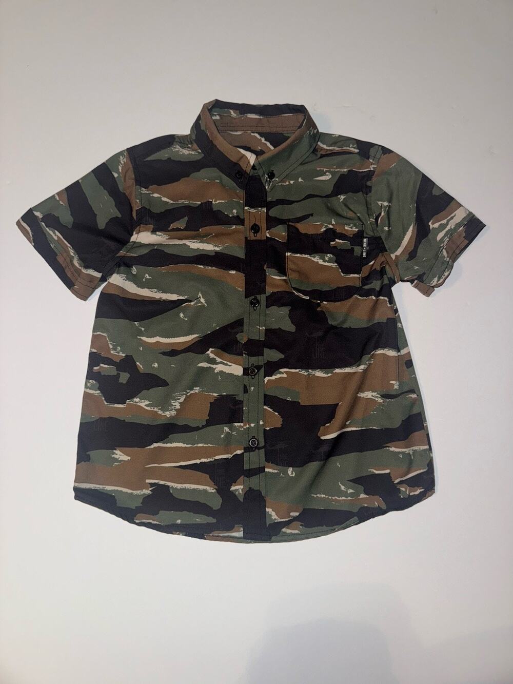 Nine Line Apparel Boys XS Camo Button Up Shirt Woodland Camouflage Short Sleeve